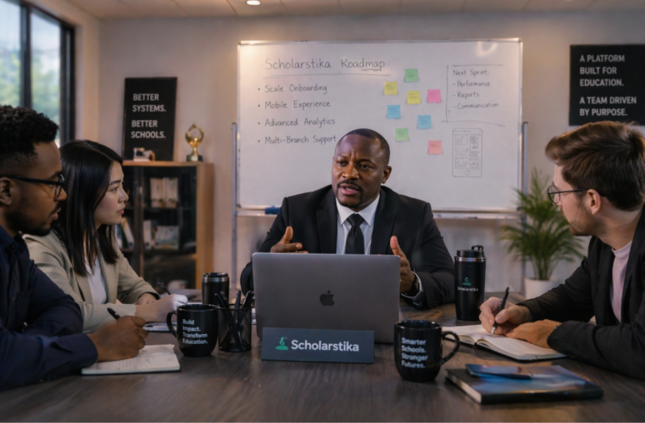 Students collaborating with technology